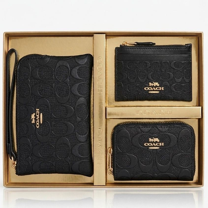 Co-ach black wallet set box