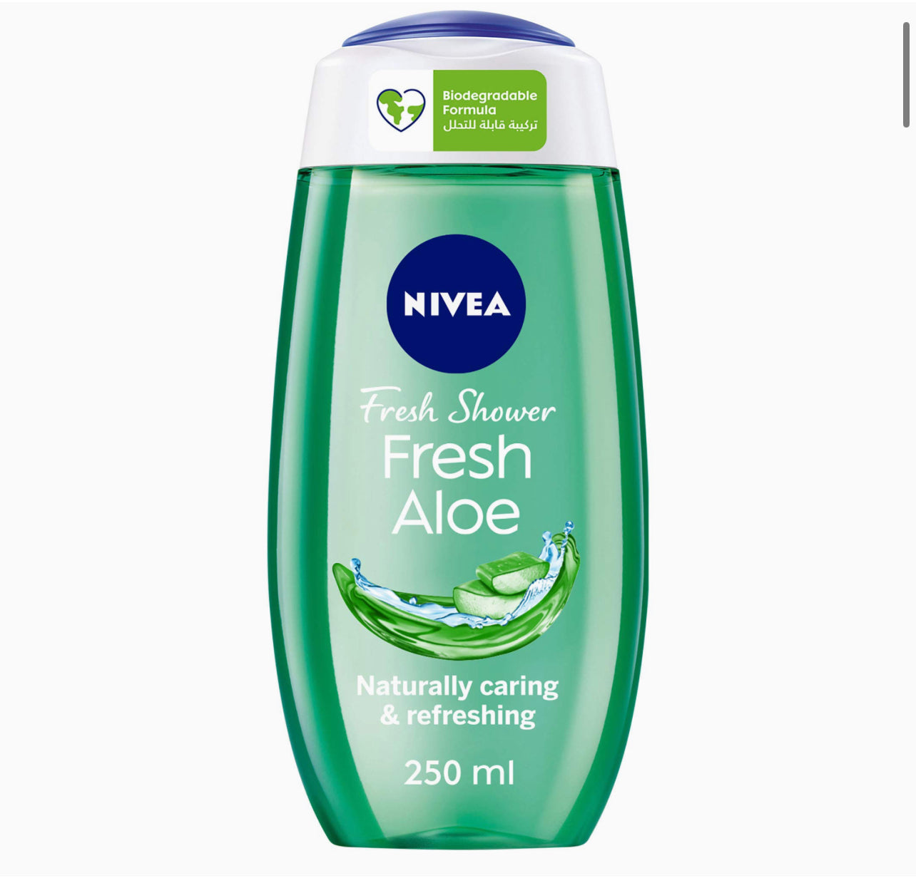 NIVEA Shower Gel Body Wash, Fresh Aloe Natural Aloe Vera Fresh Scent, 250ml