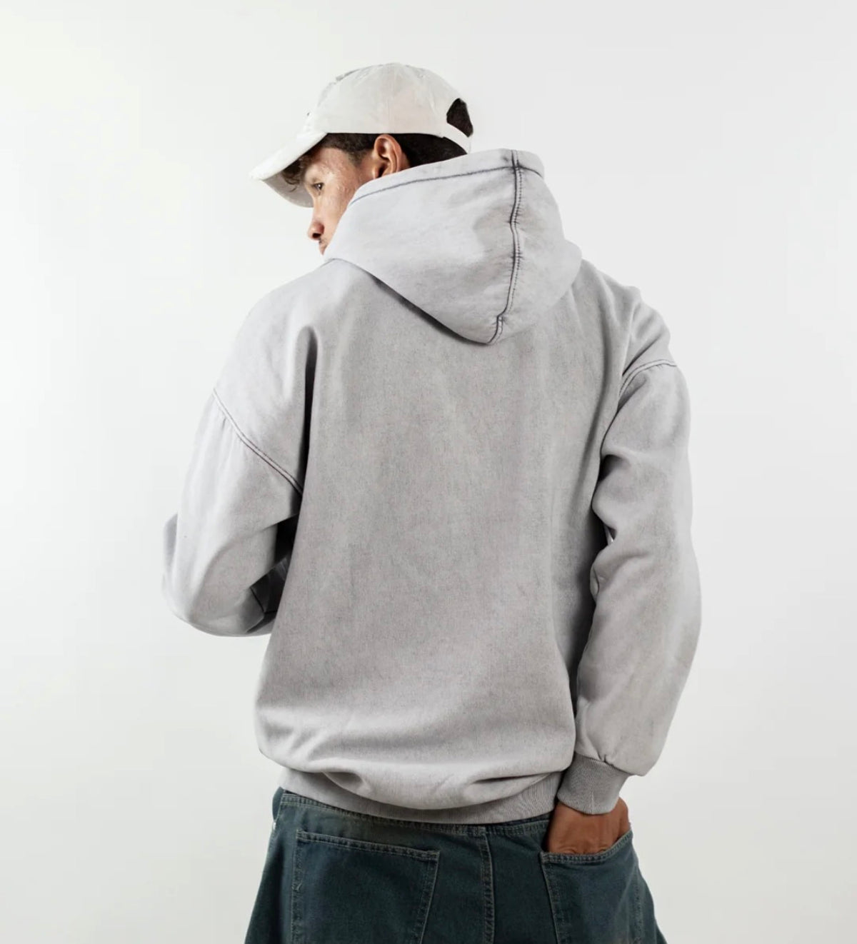 WASHED OVER SIZED HOODIE - LIGHT GREY
