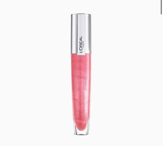 L’Oréal Paris L'Oréal Paris Brilliant Signature Plumping Sheer Pink Lip Gloss 406 Amplify, Lightweight, non-sticky with intense hydration