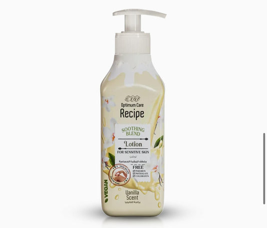 Eva cosmetics Optimum Care Recipe Soothing Blend Lotion For Sensitive Skin - Vanilla Scent 370 Ml