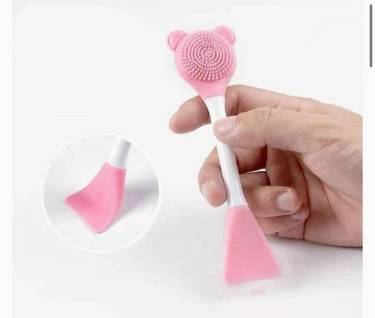 2-in-1 Soft Silicone Bear Face Cleansing Brush Hand Wash Face Brush Easy Face Mask Work Brush Multi Color