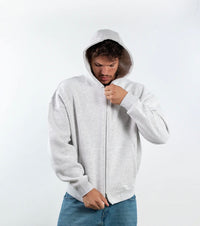 BOXY ZIP UP - LIGHT GREY