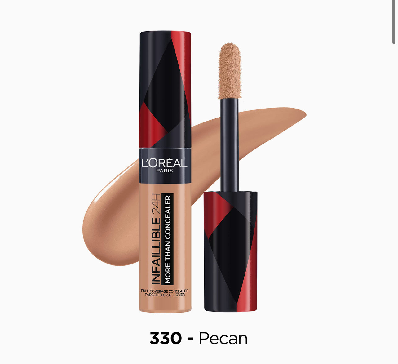 L’Oréal Paris Infaillible More Than Concealer 330 Pecan- Waterproof, Full Coverage