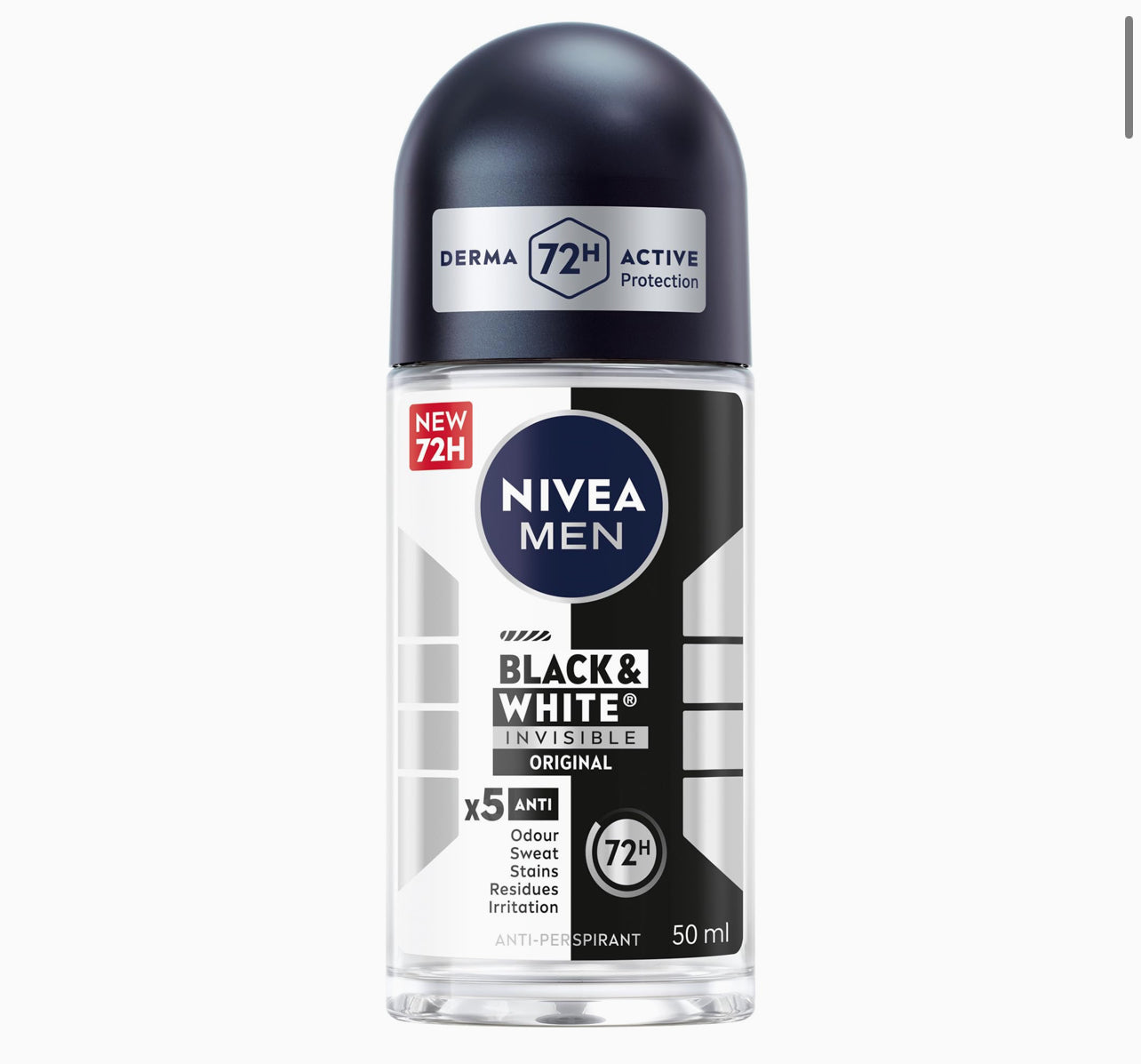 NIVEA MEN Antiperspirant Roll-on for Men, Black & White Invisible Protection Original, 50ml
