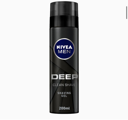 NIVEA MEN Shaving Gel, DEEP Clean Shave Antibacterial Black Carbon, 200ml