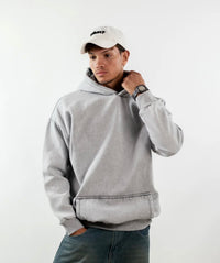 WASHED OVER SIZED HOODIE - LIGHT GREY