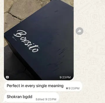 Photo of the black Boxsito box: "Perfect in every single meaning. Thank you so much"