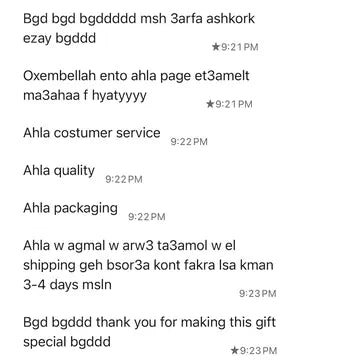 "Best customer service, best quality, best packaging, and the shipping came so fast. Thank you for making this gift special"